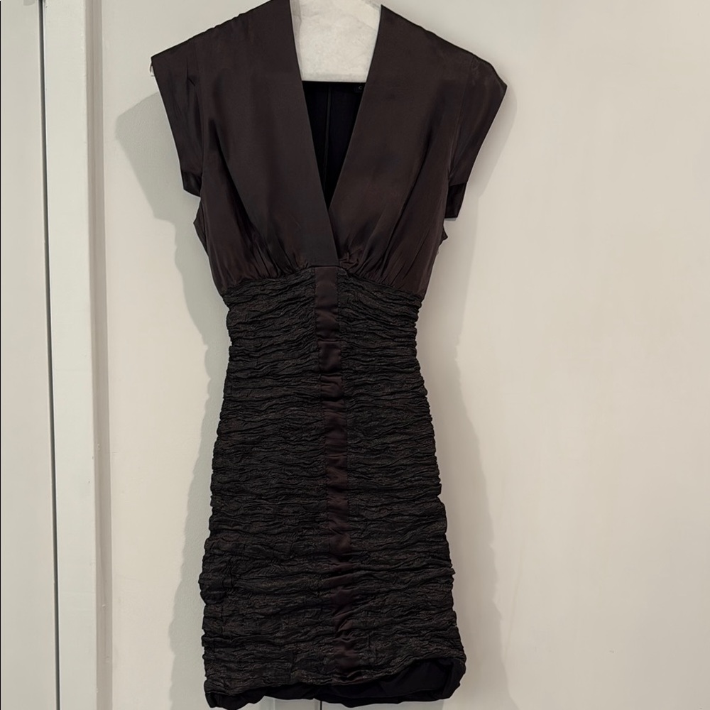 Nicole Miller Black Ruched Sheath Cocktail Dress